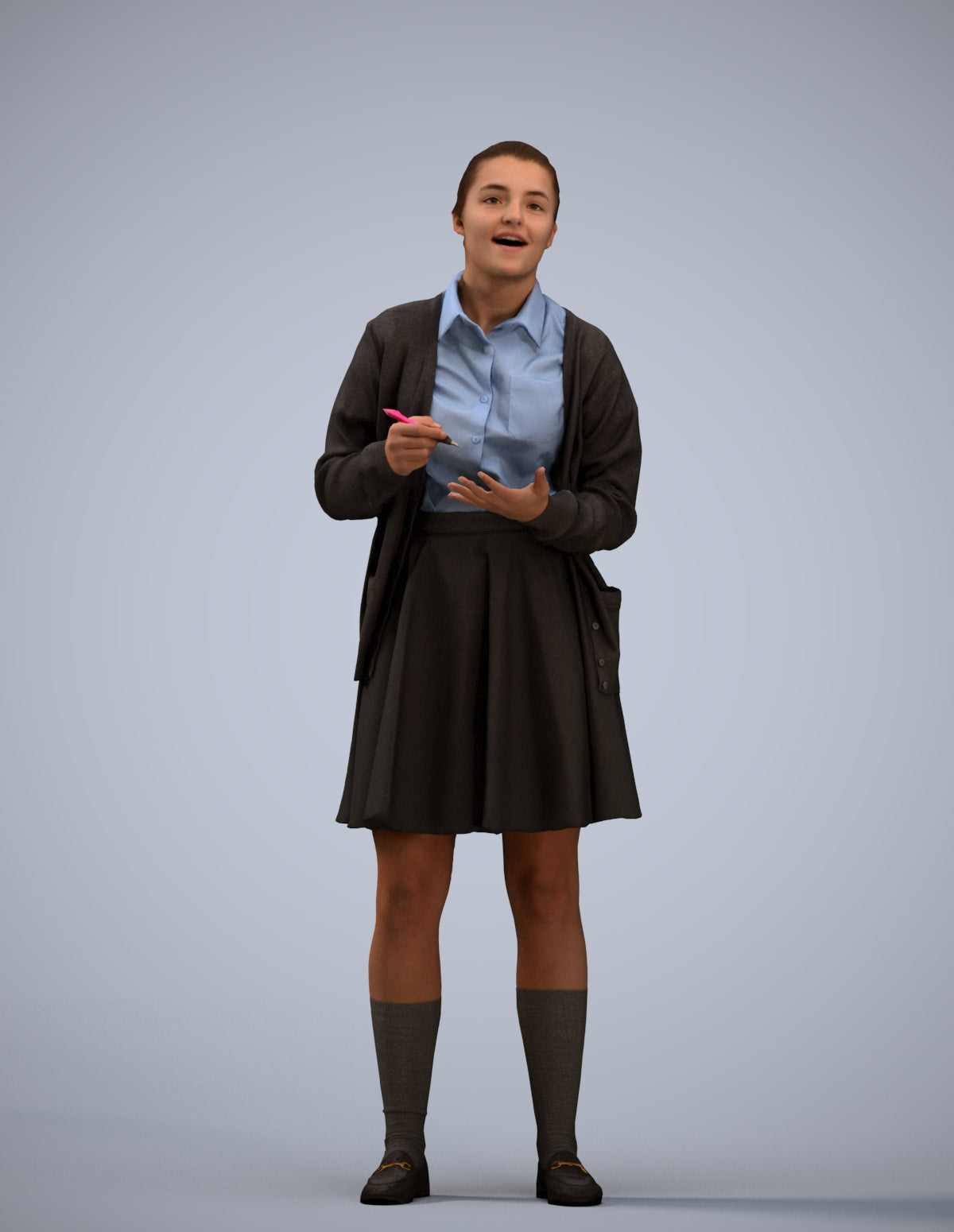 realistic 3D human girl kids, archviz people FBX OBJ for Blender
