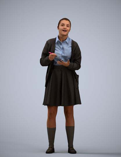 realistic 3D human girl kids, archviz people FBX OBJ for Blender