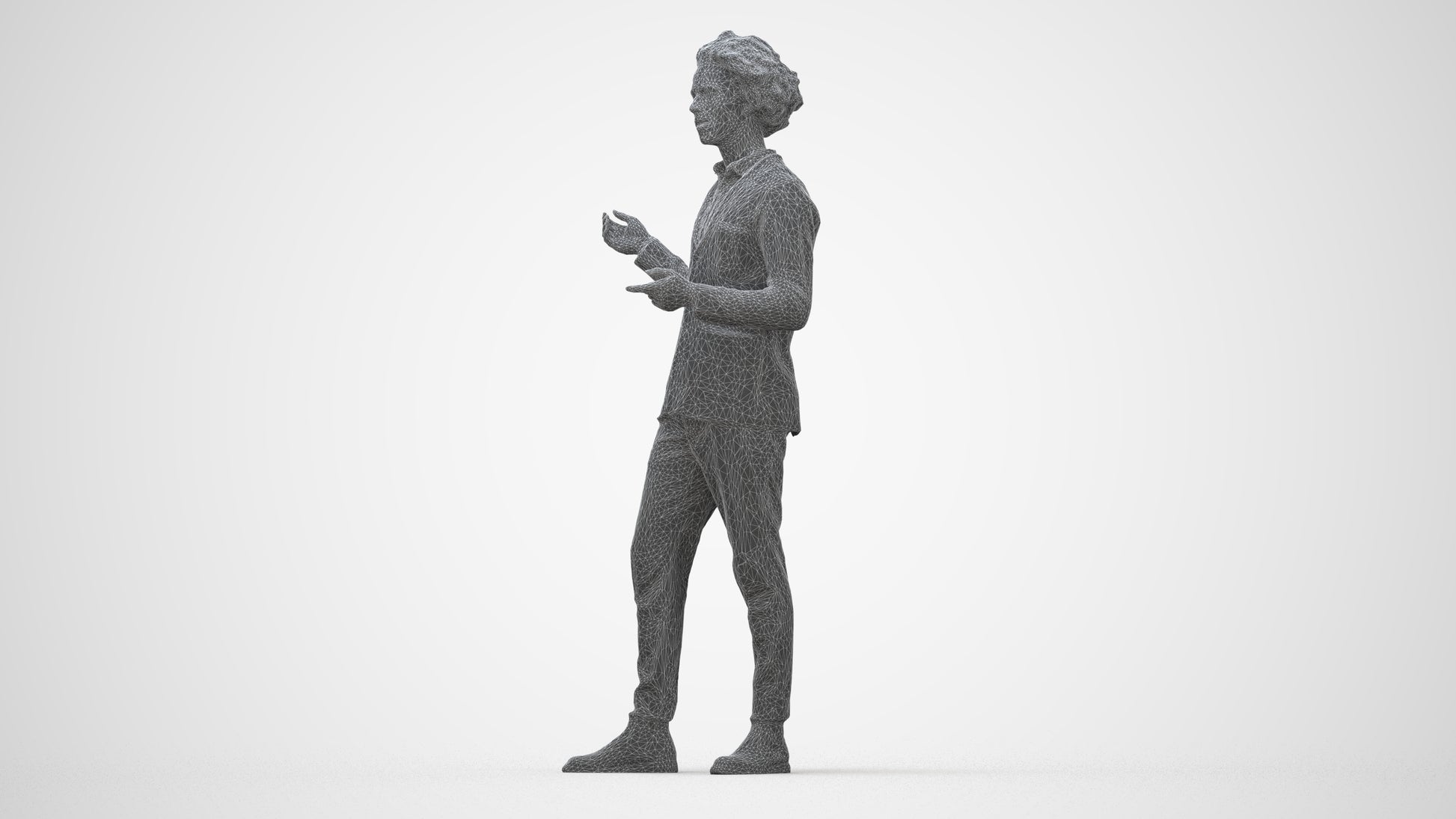 realistic 3D man business, scanned archviz people for Blender and 3ds Max, wireframe back view