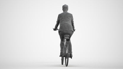 3D people model woman business cycling, scanned human for 3ds Max rendering, wireframe front view