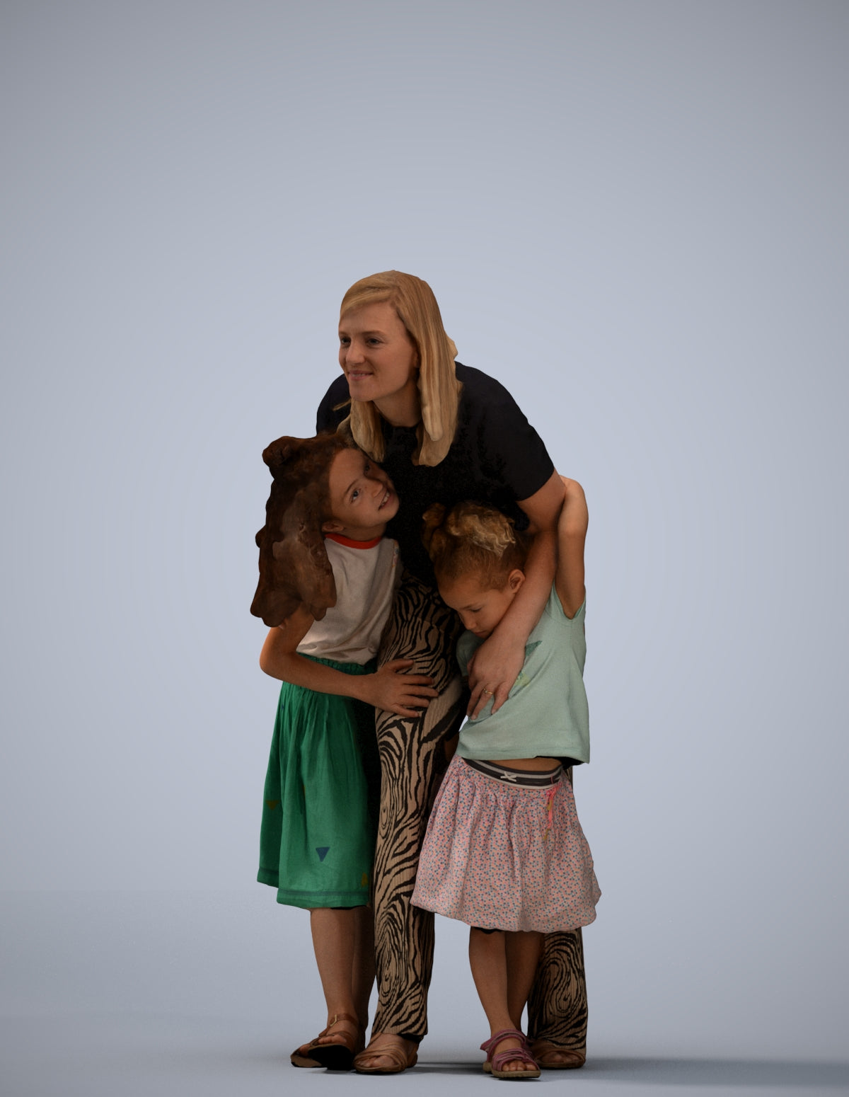 realistic 3D human girl casual kids, archviz people FBX OBJ for Blender