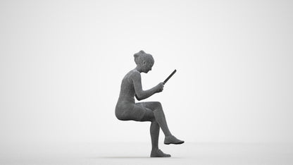 realistic 3D people girl casual kids, render-ready for V-Ray and Corona, FBX OBJ, wireframe side view