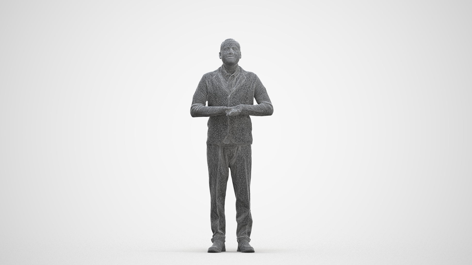 3D scanned man standing business, photorealistic archviz people for Enscape and SketchUp, three-quarter front view render
