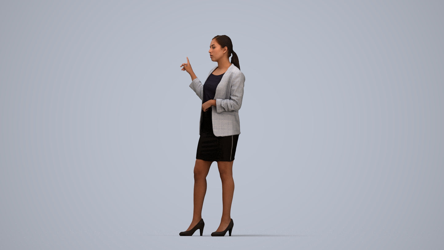 realistic 3D woman business, scanned archviz people for Blender and 3ds Max, top-down view render