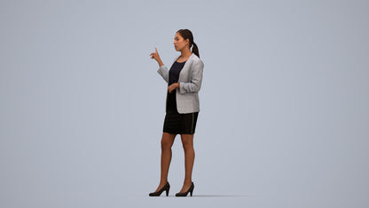 realistic 3D woman business, scanned archviz people for Blender and 3ds Max, top-down view render