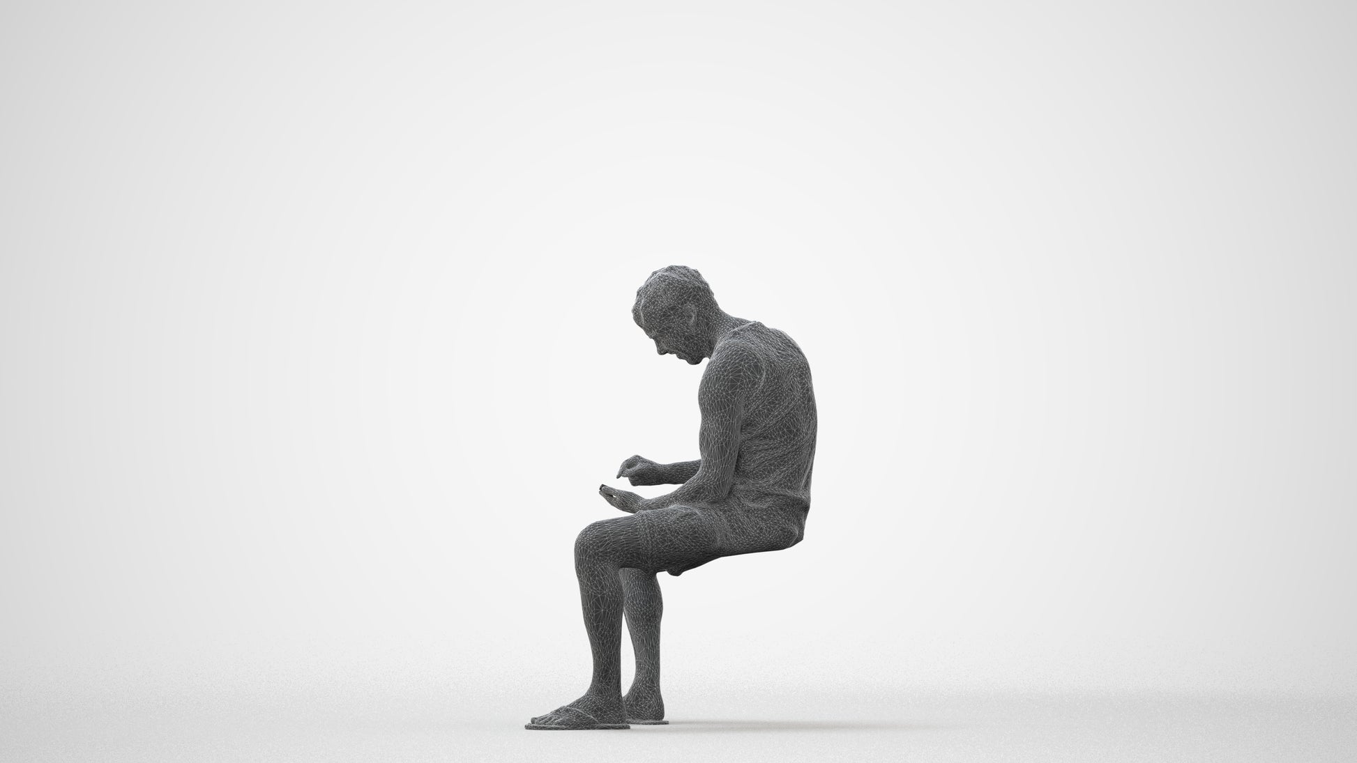 scanned 3D man casual sitting, photogrammetry people for Enscape and V-Ray, square thumbnail