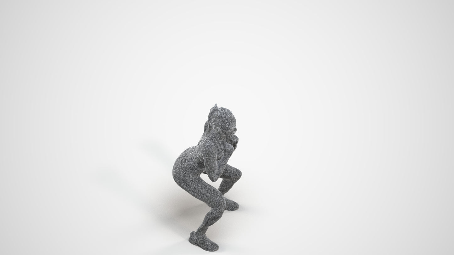 scanned 3D woman sport, photogrammetry people for Enscape and V-Ray, wireframe three-quarter view