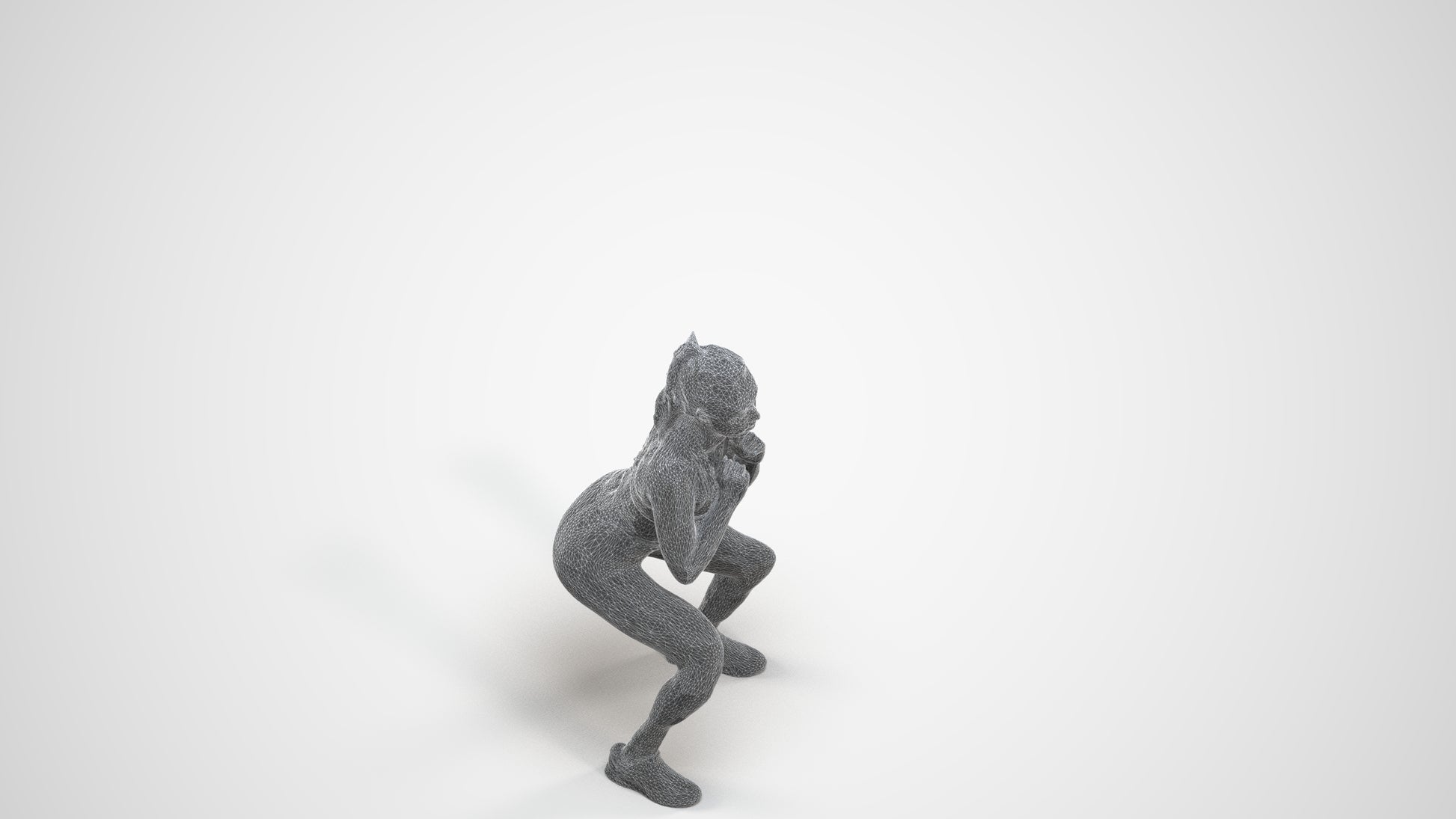 scanned 3D woman sport, photogrammetry people for Enscape and V-Ray, wireframe three-quarter view
