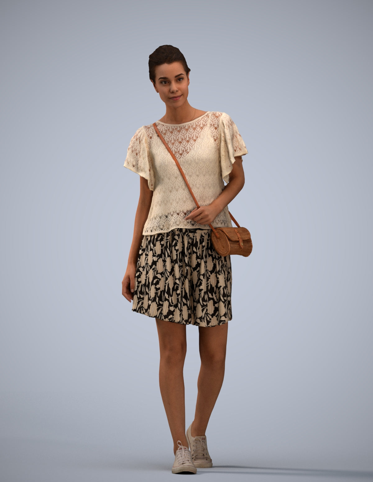 realistic 3D woman casual walking, scanned archviz people for Blender and 3ds Max
