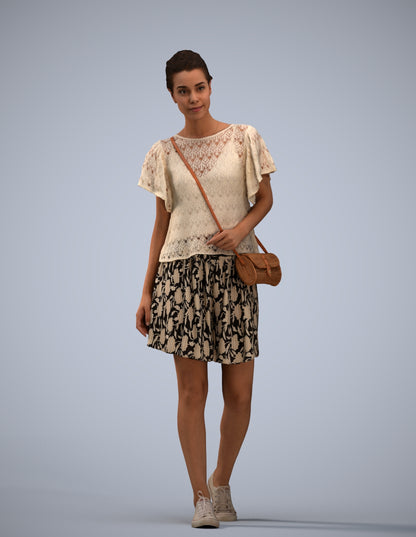 realistic 3D woman casual walking, scanned archviz people for Blender and 3ds Max