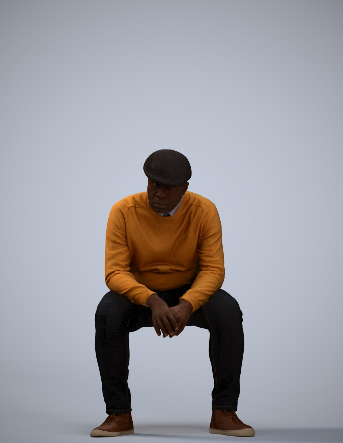 realistic 3D man casual sitting, scanned archviz people for Blender and 3ds Max