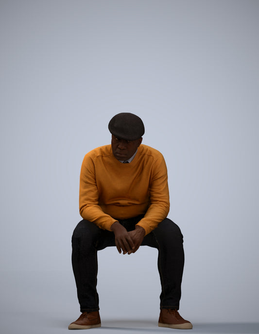realistic 3D man casual sitting, scanned archviz people for Blender and 3ds Max