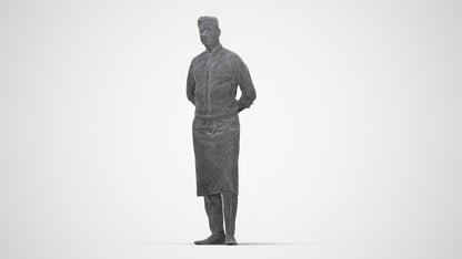 scanned 3D man hospitality, photogrammetry people for Enscape and V-Ray, wireframe back view
