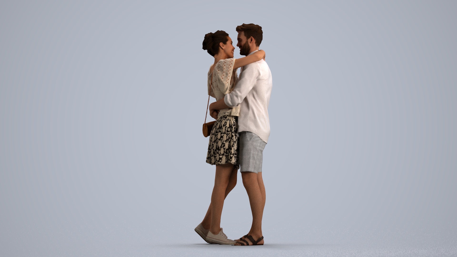 realistic 3D human woman casual business, archviz people FBX OBJ for Blender, front view render