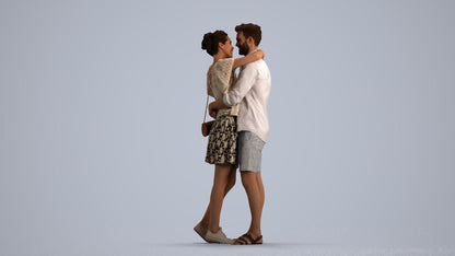realistic 3D human woman casual business, archviz people FBX OBJ for Blender, front view render
