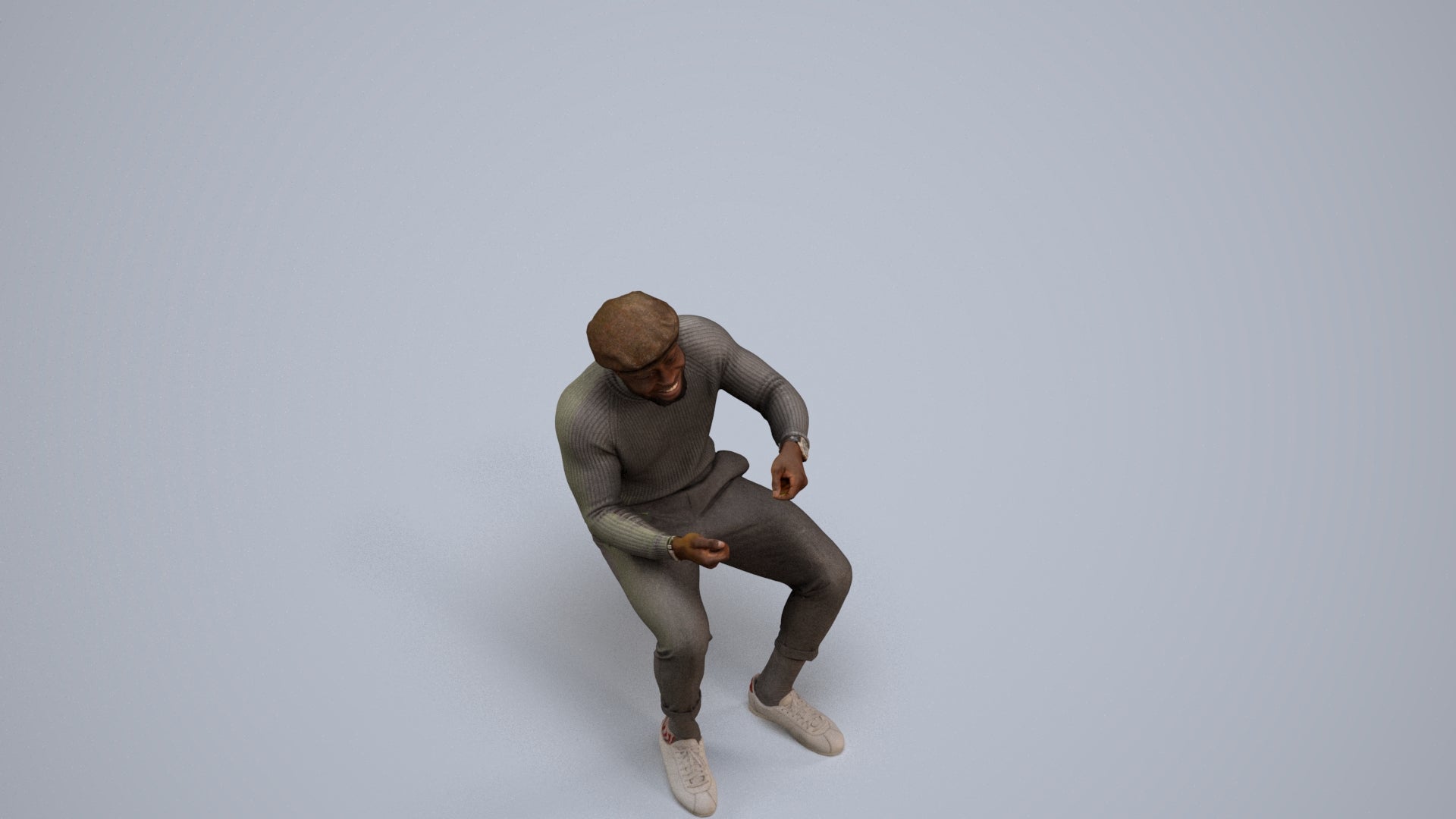 3D scanned man sitting casual, photorealistic archviz people for Enscape and SketchUp, back view render