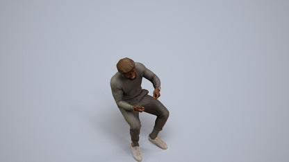 3D scanned man sitting casual, photorealistic archviz people for Enscape and SketchUp, back view render