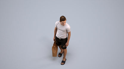 3D human model boy casual kids, photogrammetry scanned person for archviz, back view render