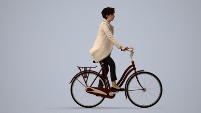 realistic 3D people woman business cycling, render-ready for V-Ray and Corona, FBX OBJ, side view render