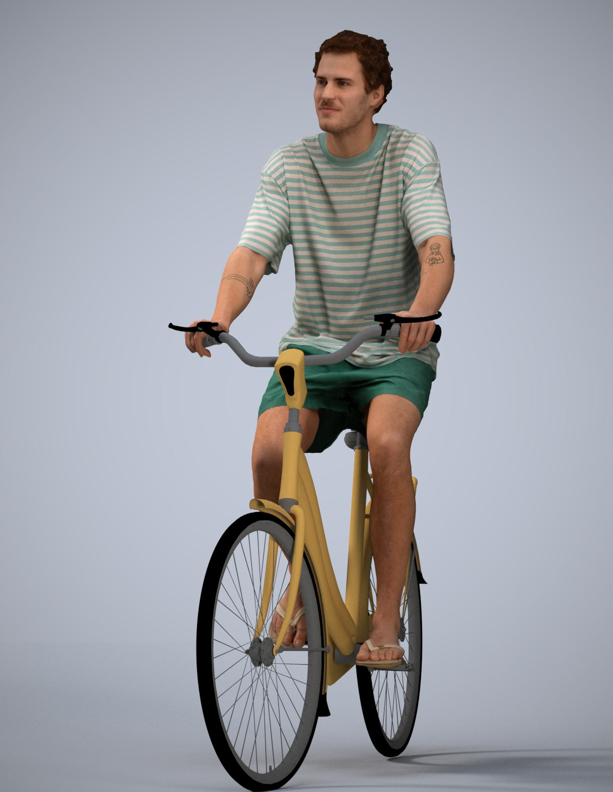 3D people model woman casual cycling, scanned human for 3ds Max rendering