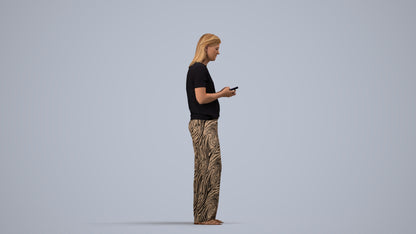 3D people model woman casual kids, scanned human for 3ds Max rendering, side view render