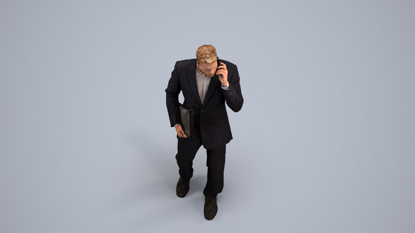 realistic 3D people man business, render-ready for V-Ray and Corona, FBX OBJ, back view render