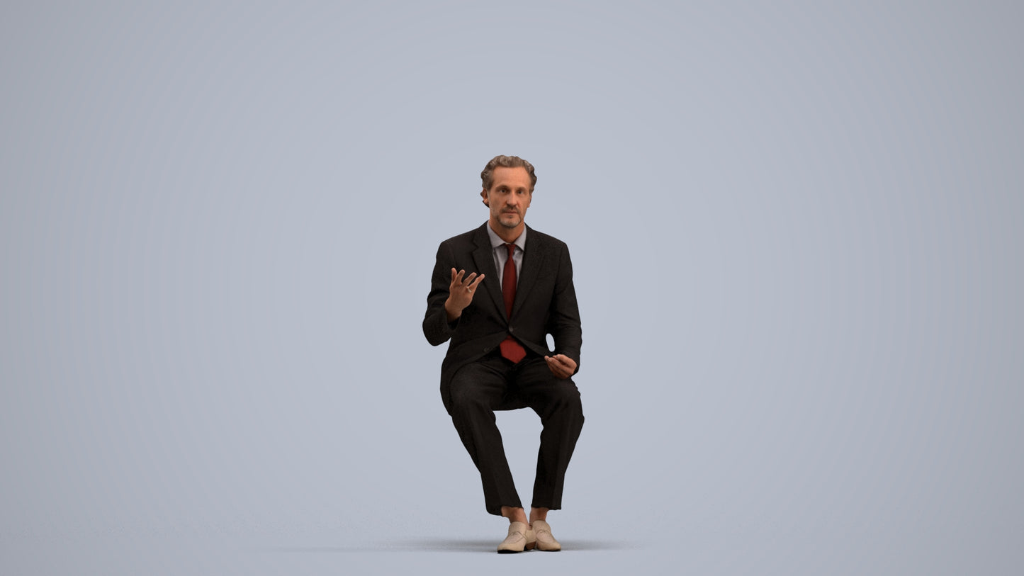 3D human model man business, photogrammetry scanned person for archviz, standing pose render