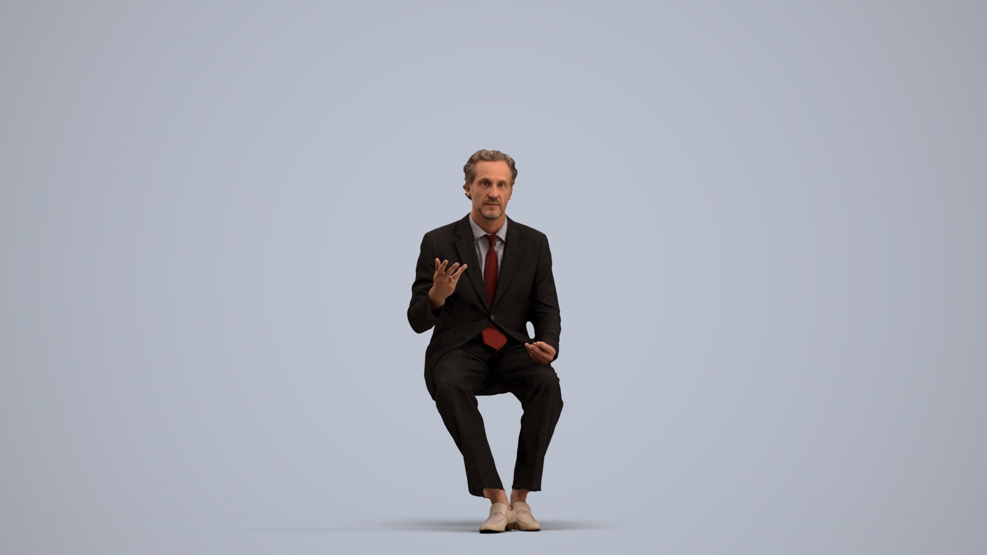 3D human model man business, photogrammetry scanned person for archviz, standing pose render