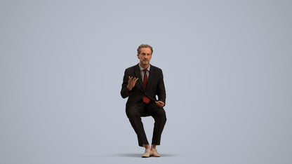 3D human model man business, photogrammetry scanned person for archviz, standing pose render