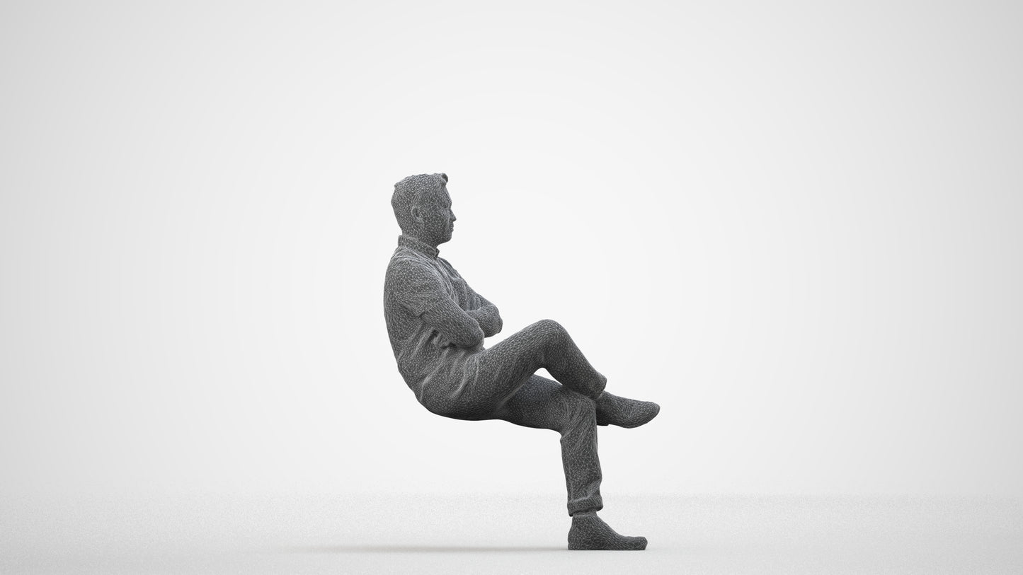 realistic 3D people man casual business, render-ready for V-Ray and Corona, FBX OBJ, wireframe side view
