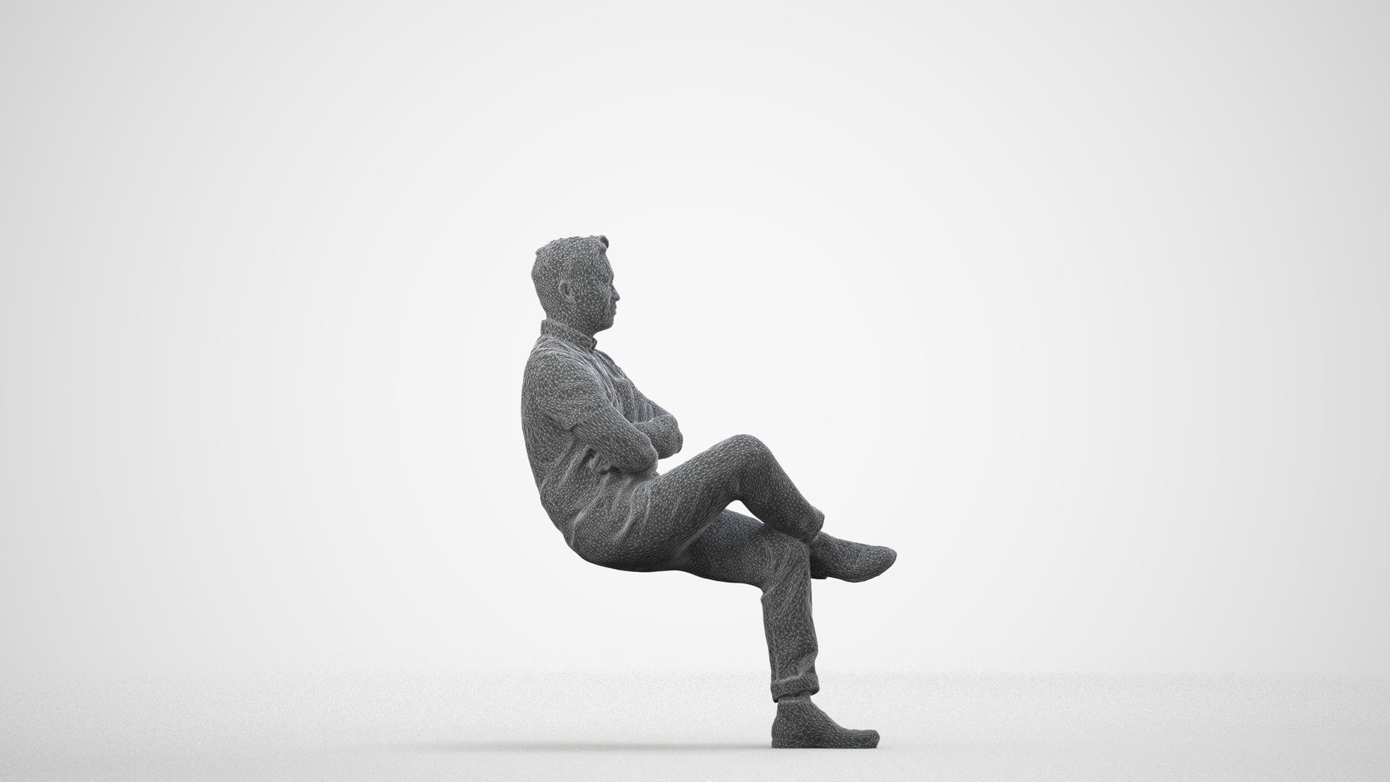 realistic 3D people man casual business, render-ready for V-Ray and Corona, FBX OBJ, wireframe side view