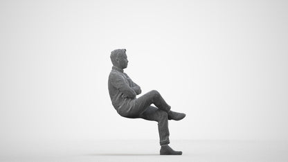 realistic 3D people man casual business, render-ready for V-Ray and Corona, FBX OBJ, wireframe side view