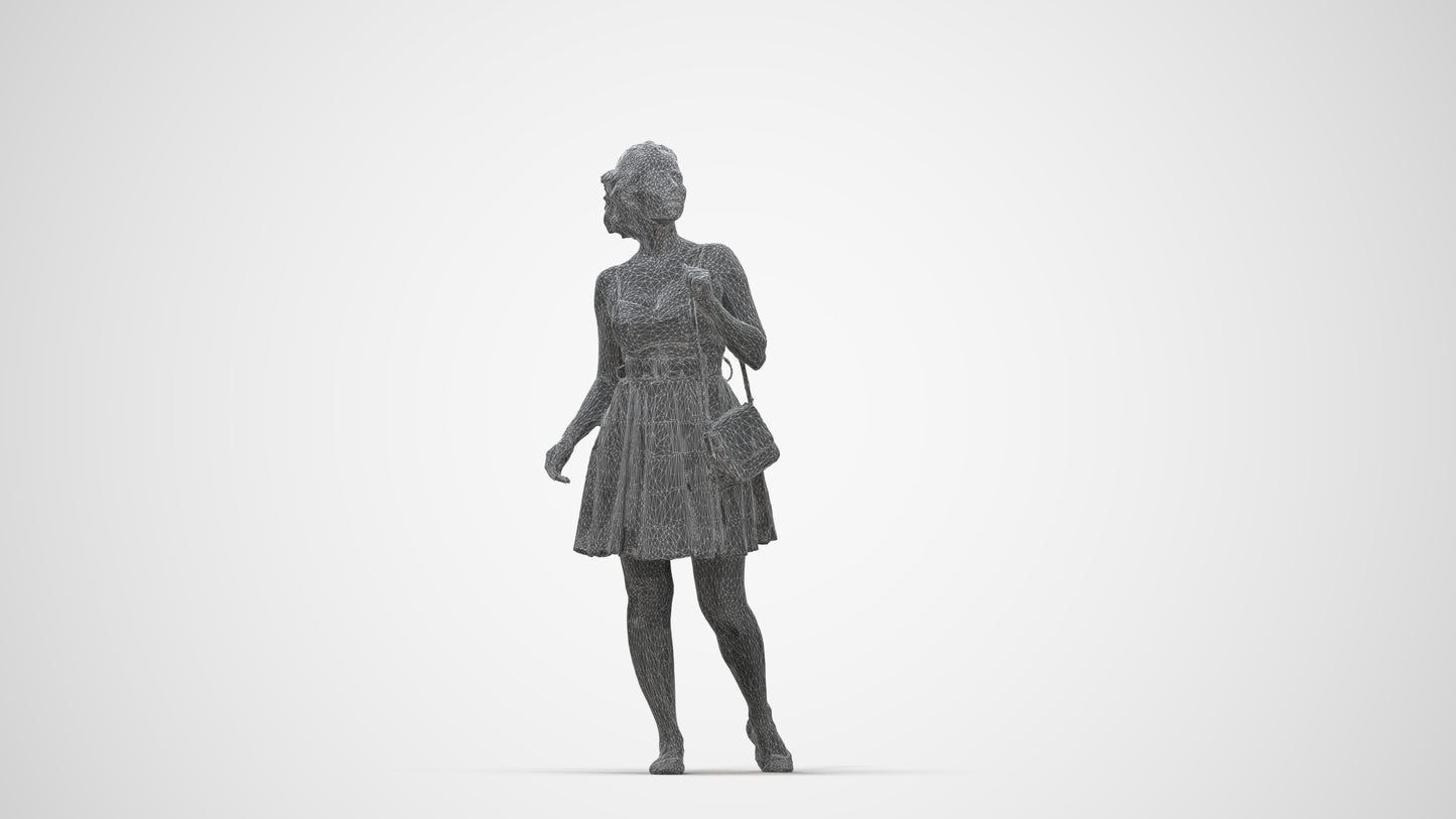 realistic 3D woman formal formalaffairs, scanned archviz people for Blender and 3ds Max, wireframe back view