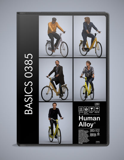 realistic 3D humans cycling pack, 5 archviz people FBX OBJ for Blender