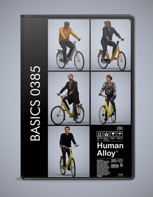 realistic 3D humans cycling pack, 5 archviz people FBX OBJ for Blender