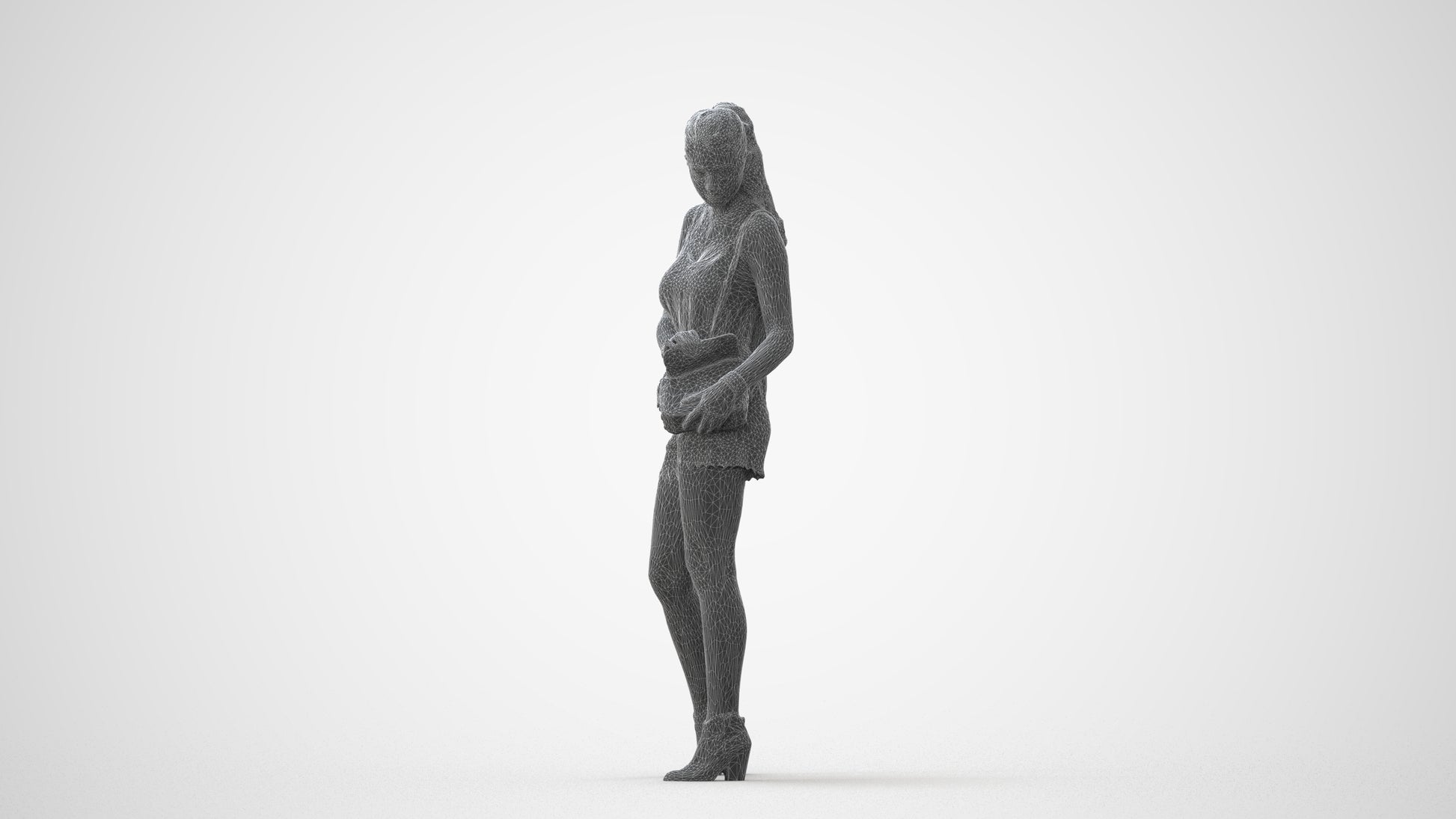 3D people model girl casual standing, scanned human for 3ds Max rendering, square thumbnail