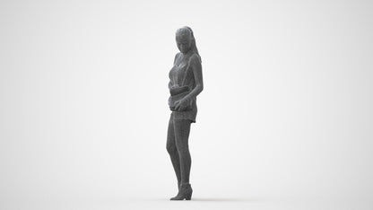 3D people model girl casual standing, scanned human for 3ds Max rendering, square thumbnail