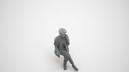scanned 3D woman standing, photogrammetry people for Enscape and V-Ray, wireframe three-quarter view