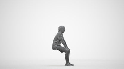 scanned 3D boy kids, photogrammetry people for Enscape and V-Ray, wireframe side view