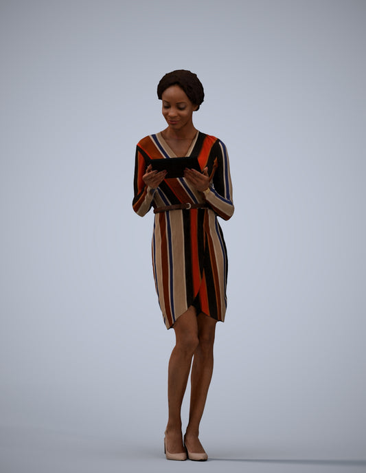 realistic 3D people woman casual walking, render-ready for V-Ray and Corona, FBX OBJ