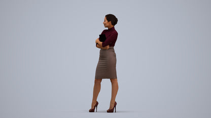 3D people model woman business standing, scanned human for 3ds Max rendering, standing pose render