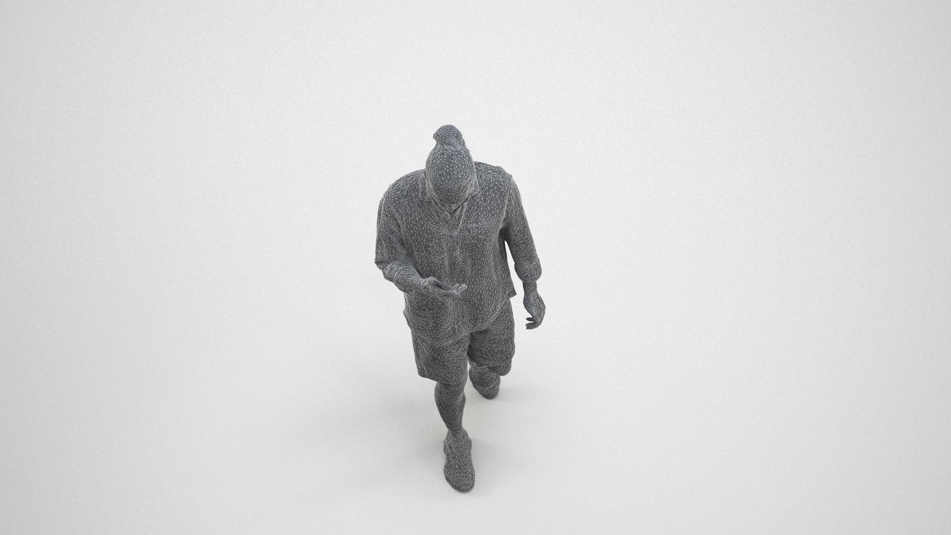 realistic 3D people man casual walking, render-ready for V-Ray and Corona, FBX OBJ, wireframe three-quarter view