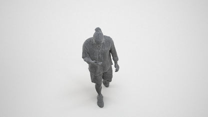 realistic 3D people man casual walking, render-ready for V-Ray and Corona, FBX OBJ, wireframe three-quarter view