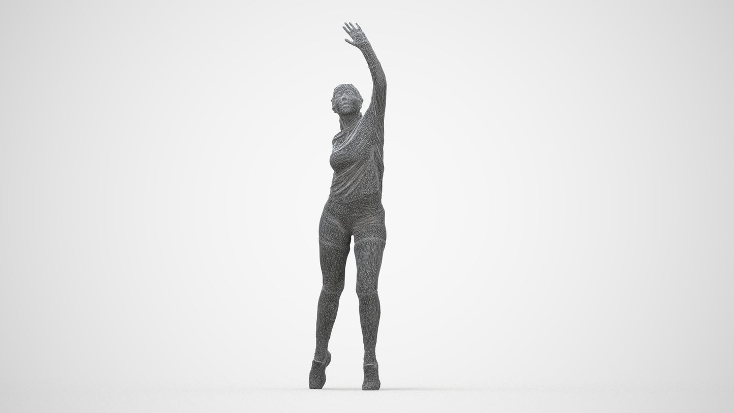 realistic 3D human woman sport, archviz people FBX OBJ for Blender, wireframe back view