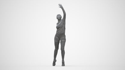 realistic 3D human woman sport, archviz people FBX OBJ for Blender, wireframe back view