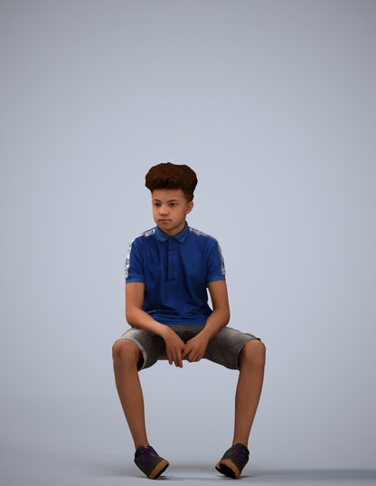 3D scanned boy kids casual, photorealistic archviz people for Enscape and SketchUp