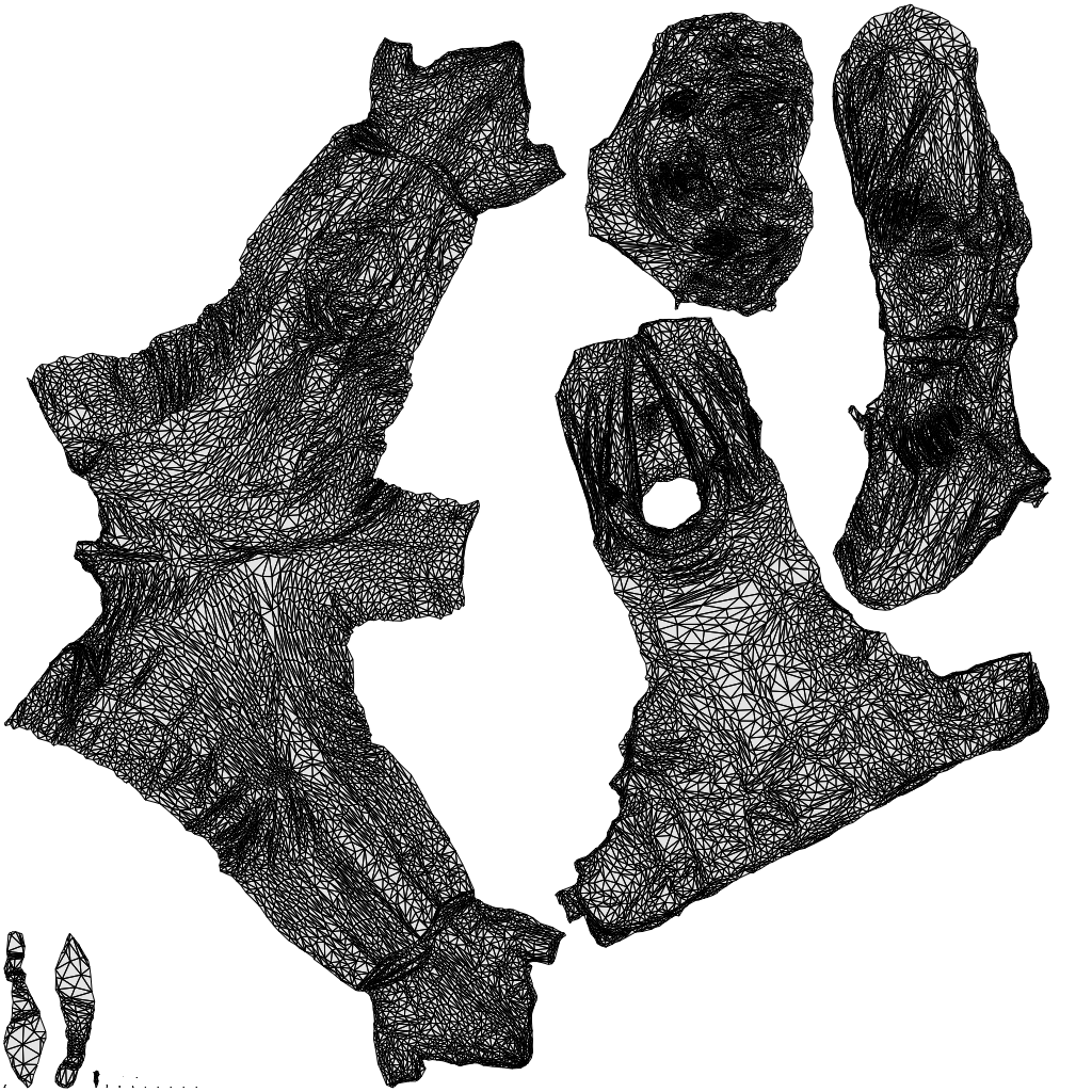3D human model woman business, photogrammetry scanned person for archviz, wireframe top-down view