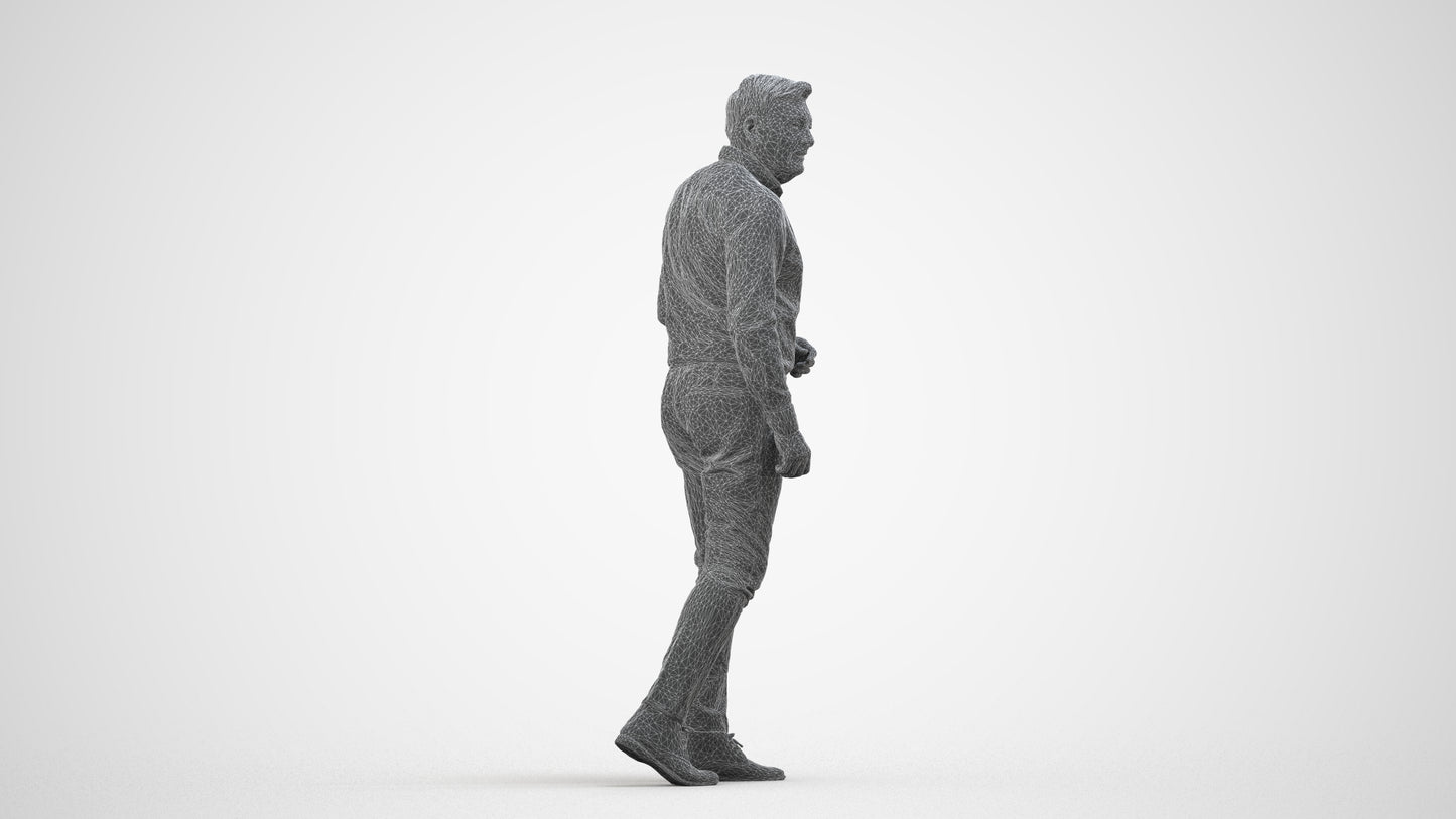 realistic 3D human man casual walking, archviz people FBX OBJ for Blender, wireframe side view