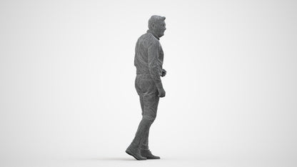 realistic 3D human man casual walking, archviz people FBX OBJ for Blender, wireframe side view