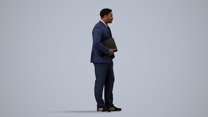 3D people model man business, scanned human for 3ds Max rendering, side view render